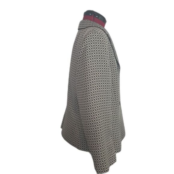 Le Suit Blazer Women's Size 16 Brown and Cream Patterned Long Sleeve 3-Button - Picture 2 of 9
